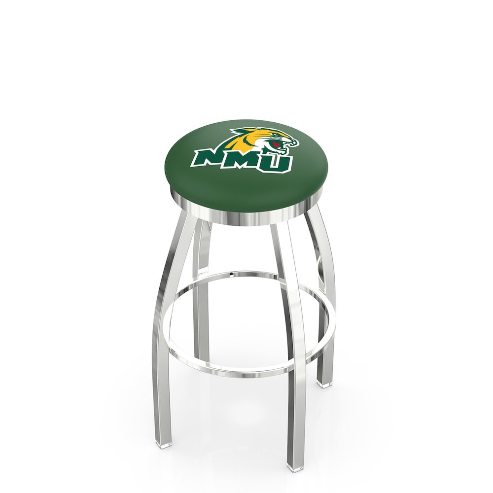 36" L8C2C - Chrome Northern Michigan Swivel Bar Stool with Accent Ring by Holland Bar Stool Company. Picture 1