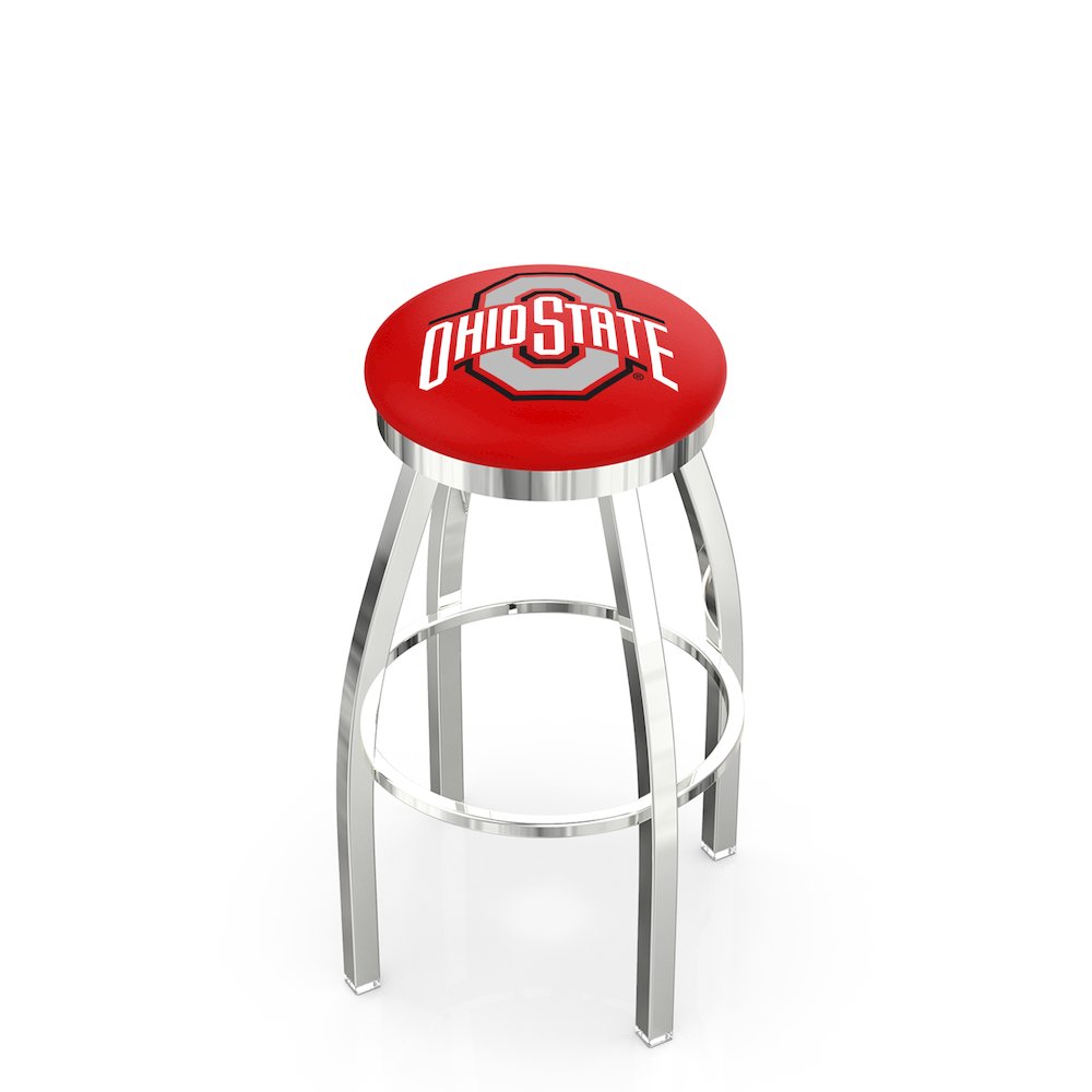 36" L8C2C - Chrome Ohio State Swivel Bar Stool with Accent Ring by Holland Bar Stool Company. Picture 1