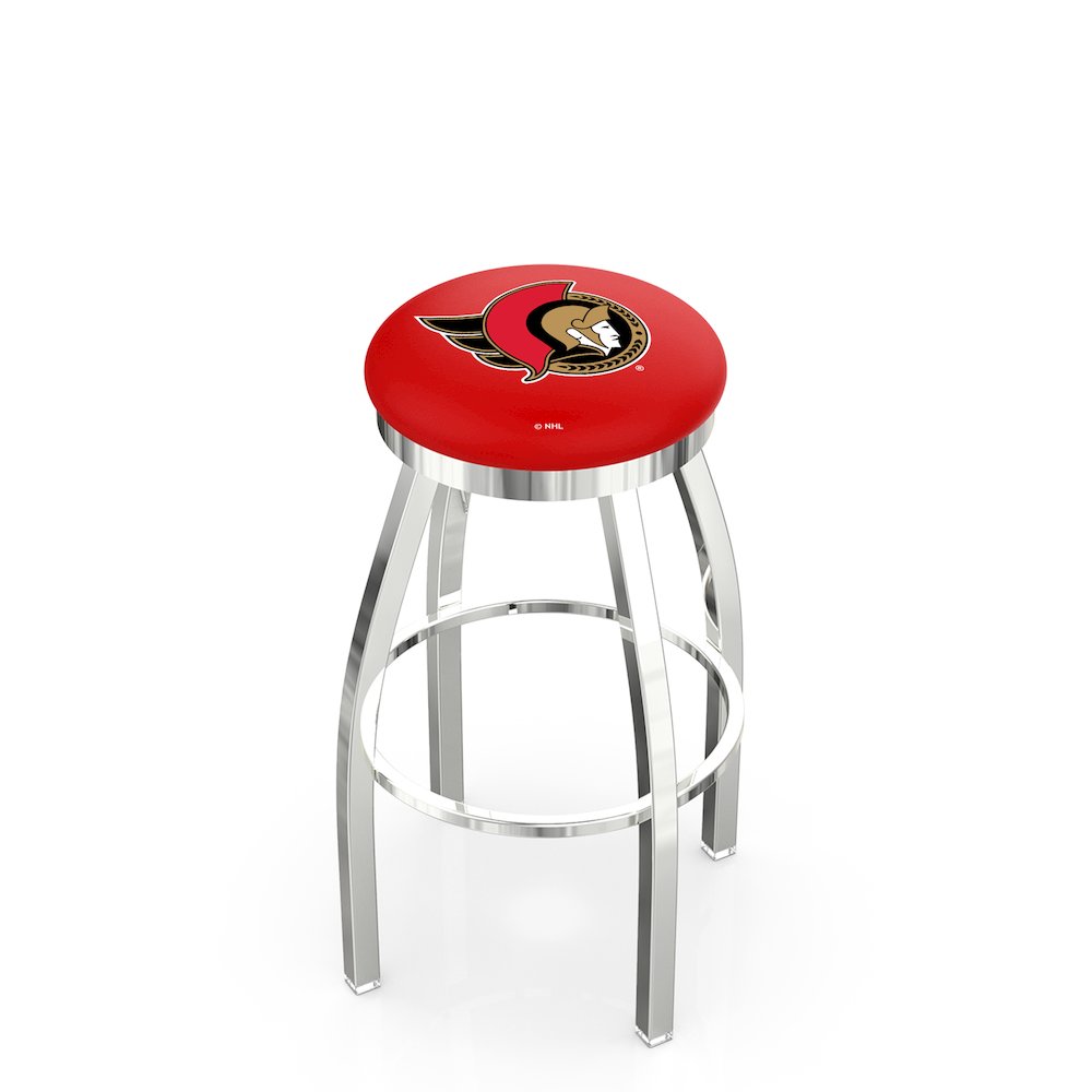 36" L8C2C - Chrome Ottawa Senators Swivel Bar Stool with Accent Ring by Holland Bar Stool Company. Picture 1