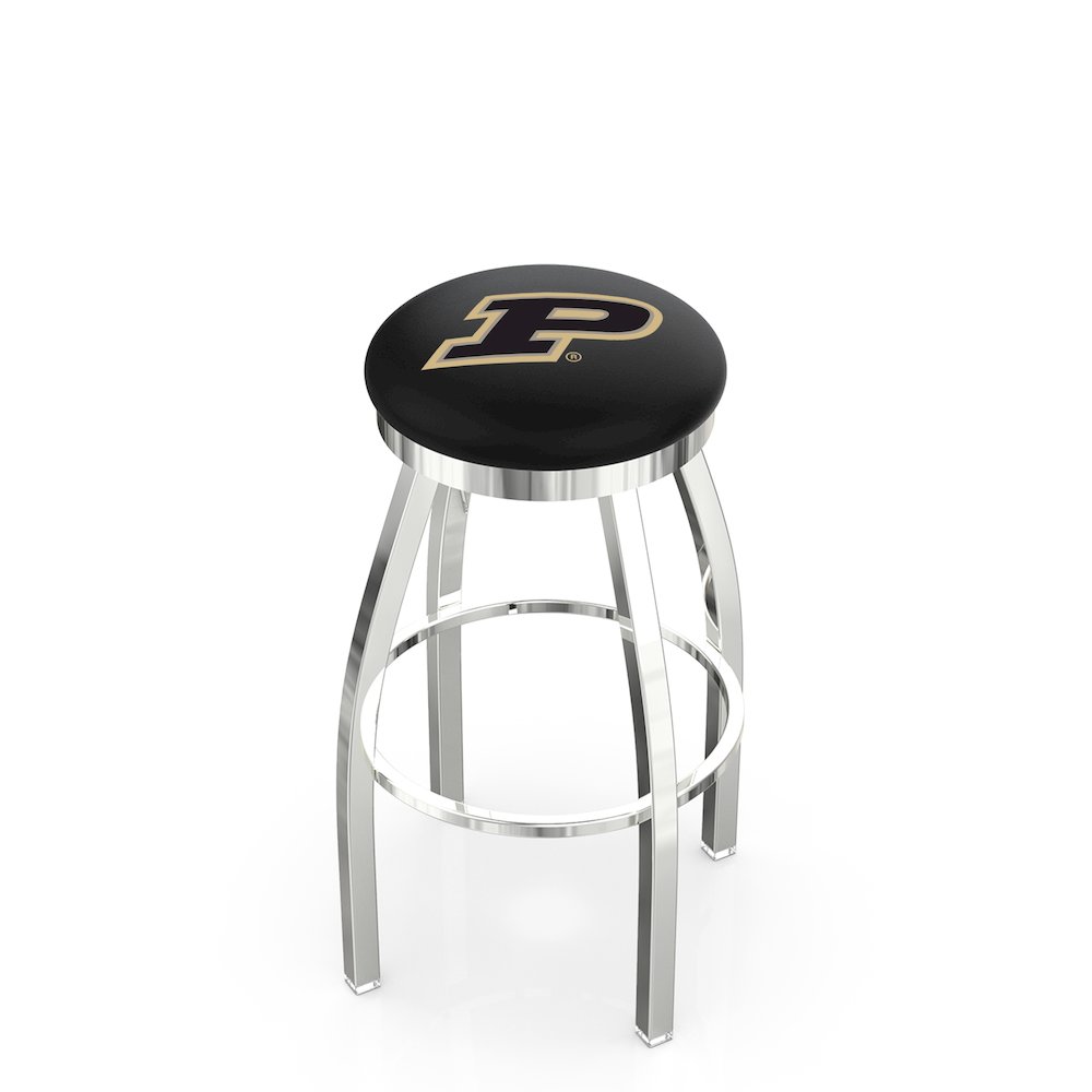 36" L8C2C - Chrome Purdue Swivel Bar Stool with Accent Ring by Holland Bar Stool Company. Picture 1