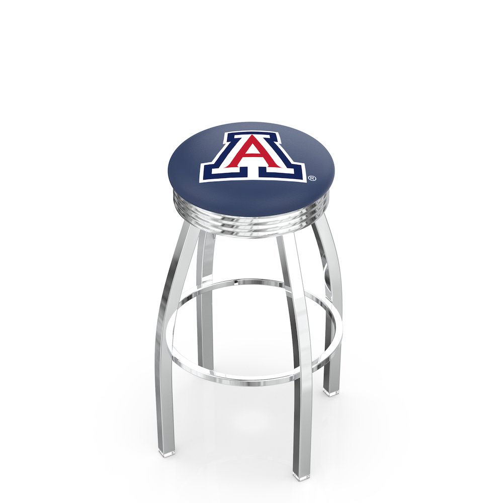 30" L8C3C - Chrome Arizona Swivel Bar Stool with 2.5" Ribbed Accent Ring by Holland Bar Stool Company. Picture 1