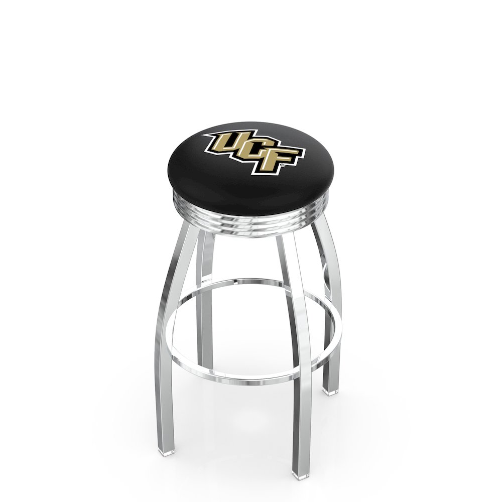 30" L8C3C - Chrome Central Florida Swivel Bar Stool with 2.5" Ribbed Accent Ring by Holland Bar Stool Company. Picture 1