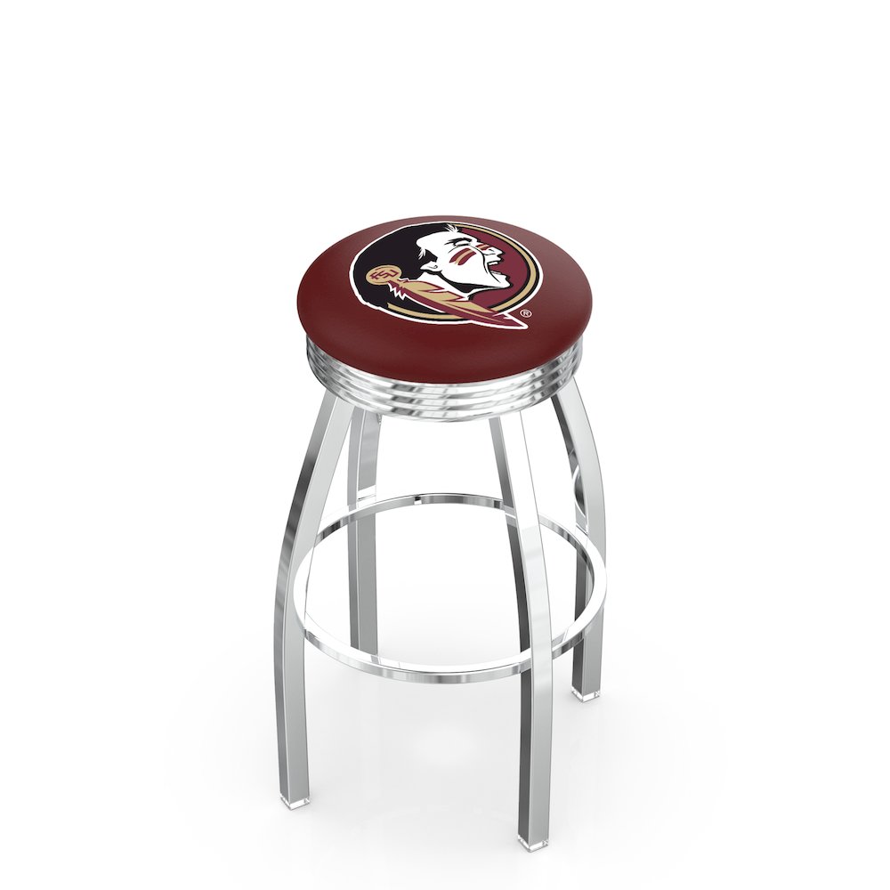 30" L8C3C - Chrome Florida State (Head) Swivel Bar Stool with 2.5" Ribbed Accent Ring by Holland Bar Stool Company. Picture 1
