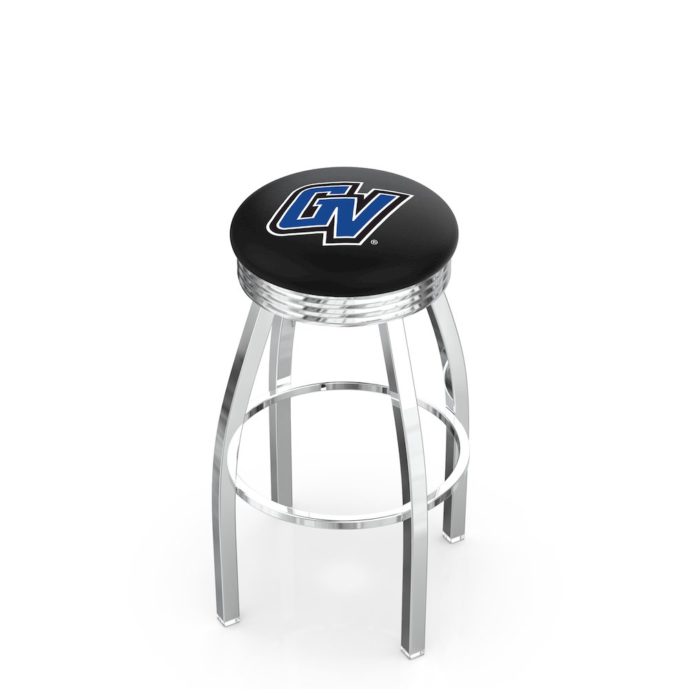 30" L8C3C - Chrome Grand Valley State Swivel Bar Stool with 2.5" Ribbed Accent Ring by Holland Bar Stool Company. Picture 1