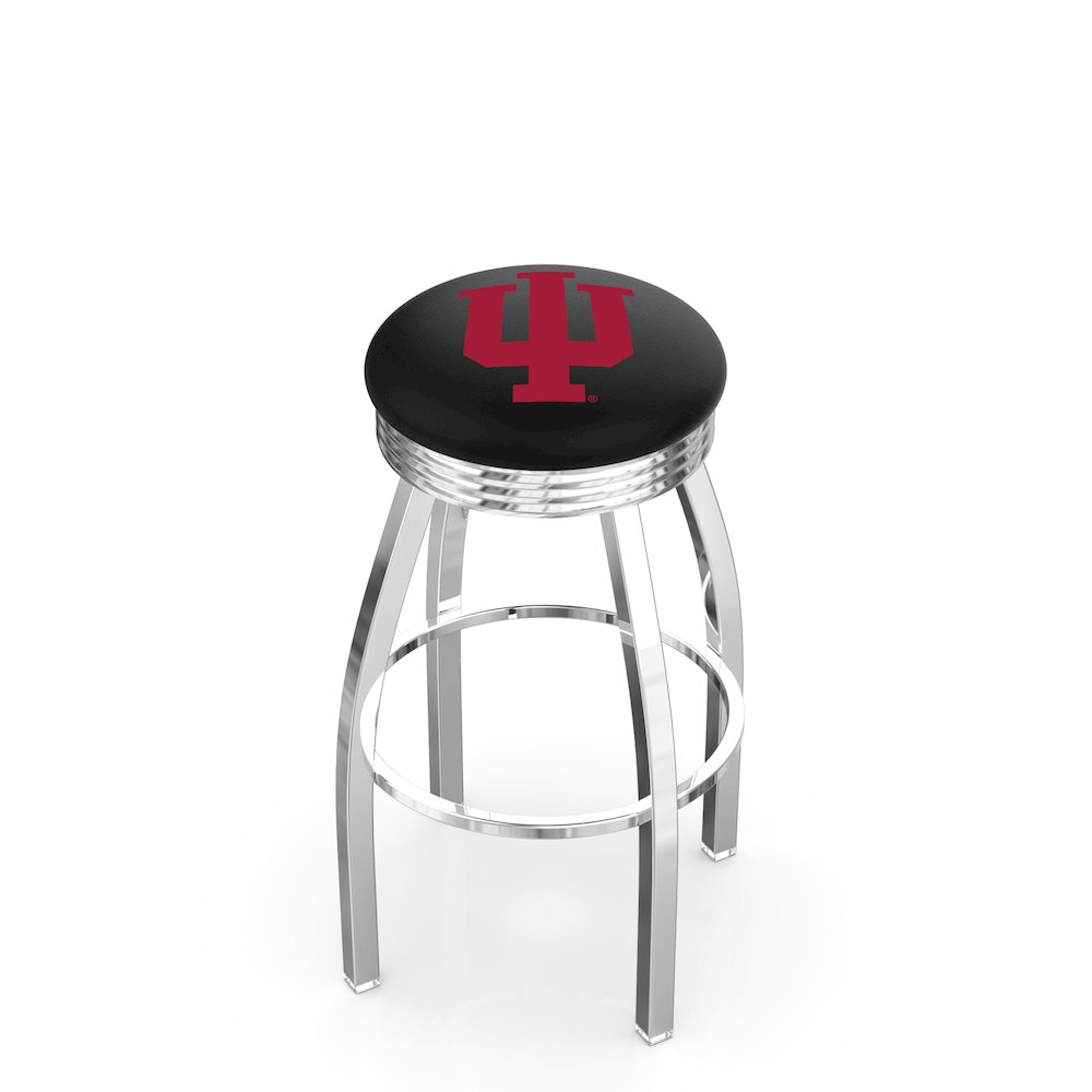 30" L8C3C - Chrome Indiana Swivel Bar Stool with 2.5" Ribbed Accent Ring by Holland Bar Stool Company. Picture 1