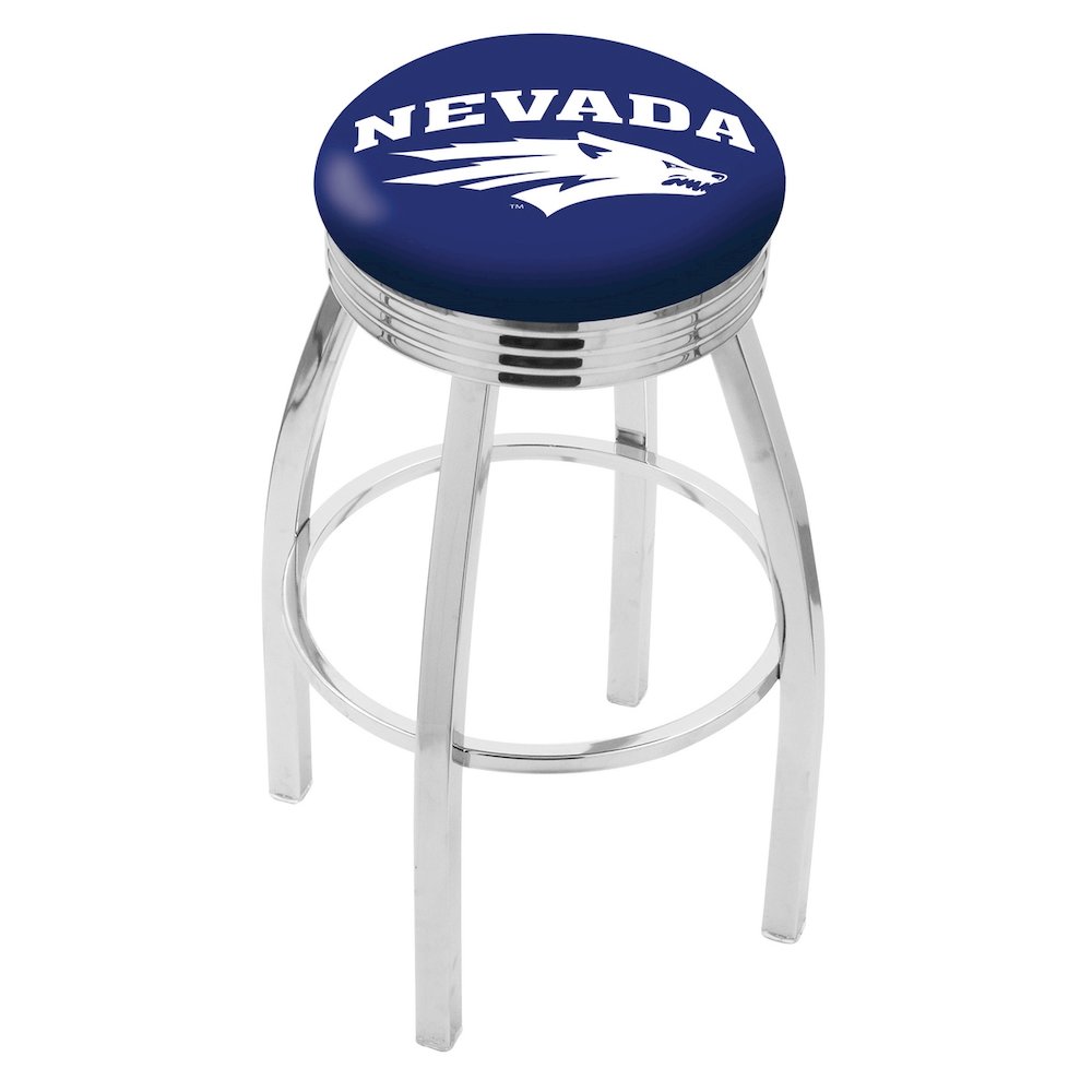 30" L8C3C - Chrome Nevada Swivel Bar Stool with 2.5" Ribbed Accent Ring by Holland Bar Stool Company. Picture 1