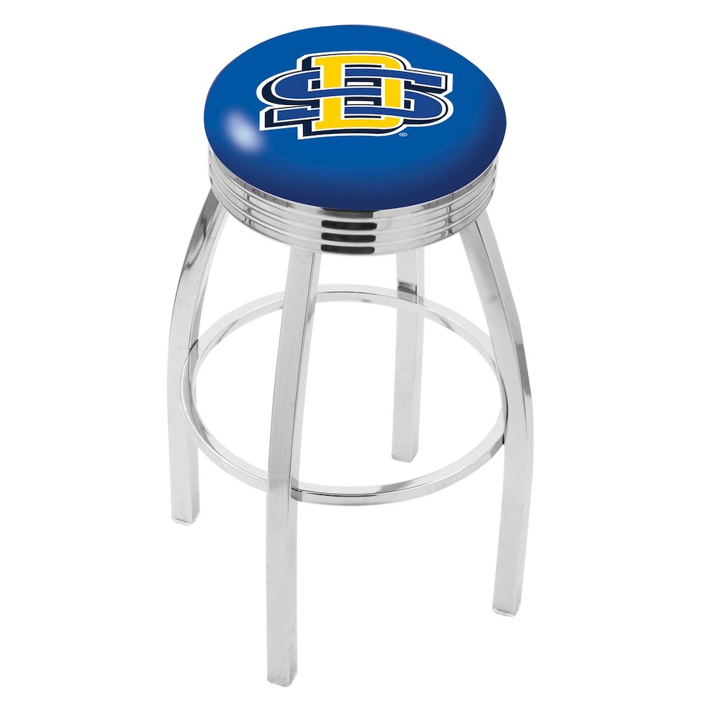 30" L8C3C - Chrome South Dakota State Swivel Bar Stool with 2.5" Ribbed Accent Ring by Holland Bar Stool Company. Picture 1