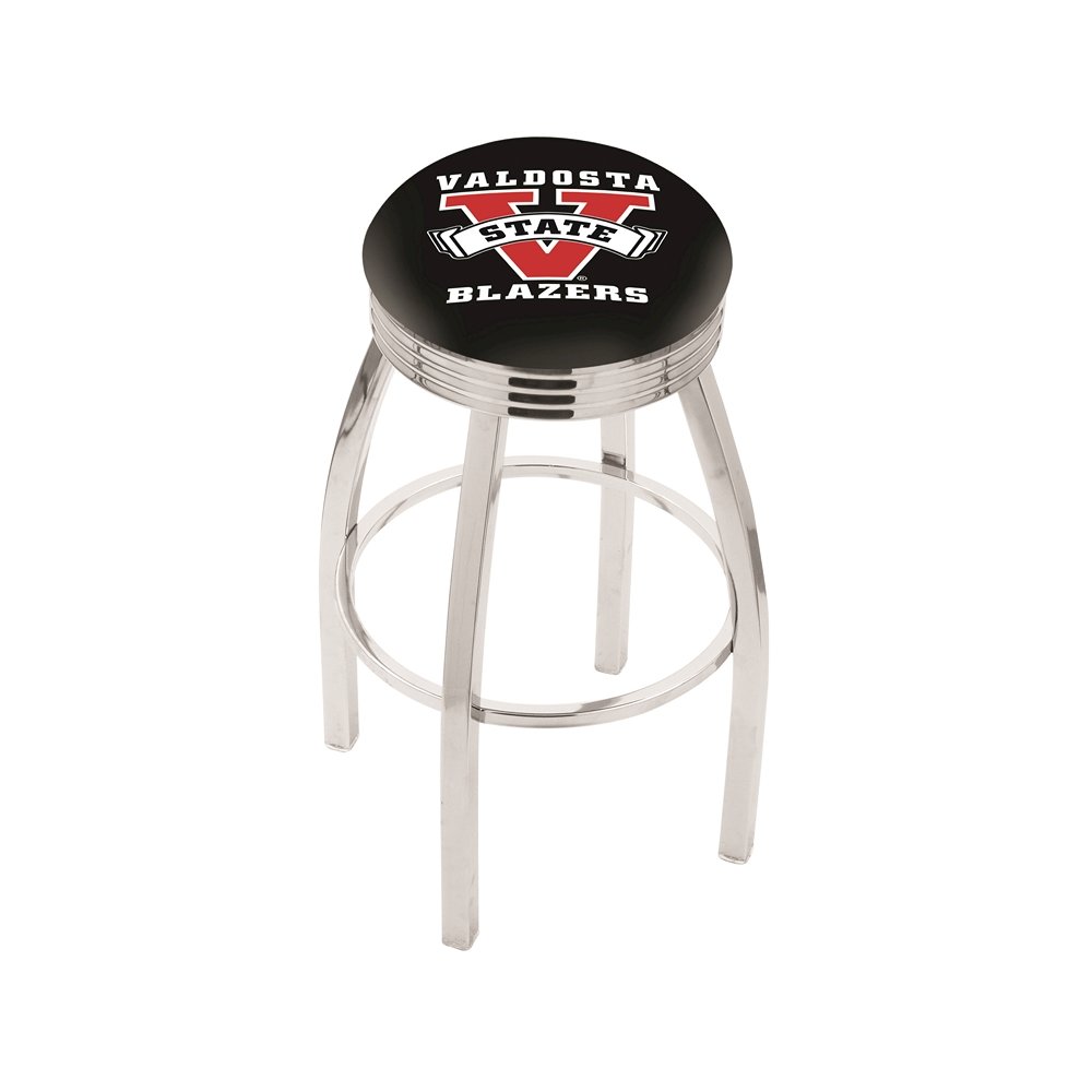 30" L8C3C - Chrome Valdosta State Swivel Bar Stool with 2.5" Ribbed Accent Ring by Holland Bar Stool Company. Picture 1