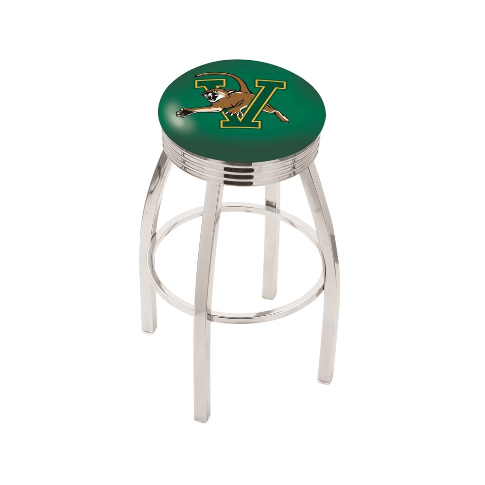 30" L8C3C - Chrome Vermont Swivel Bar Stool with 2.5" Ribbed Accent Ring by Holland Bar Stool Company. Picture 1