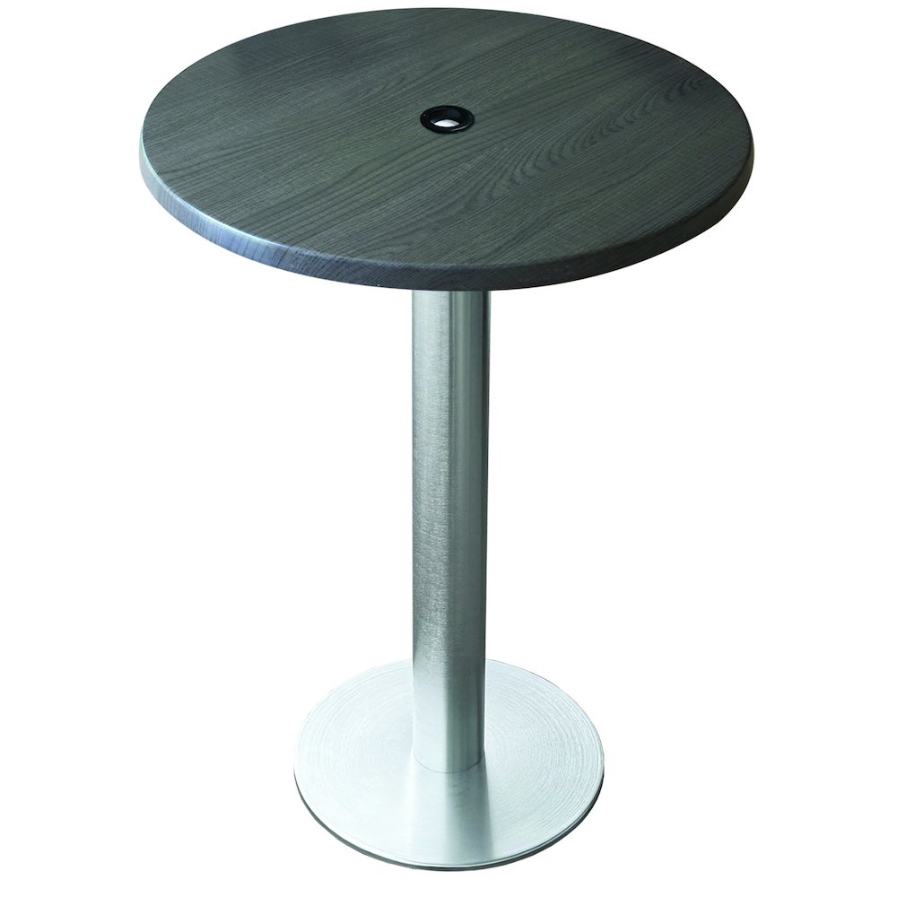 All-Season Table with 30" Diameter Charcoal Top with Umbrella Hole. Picture 1