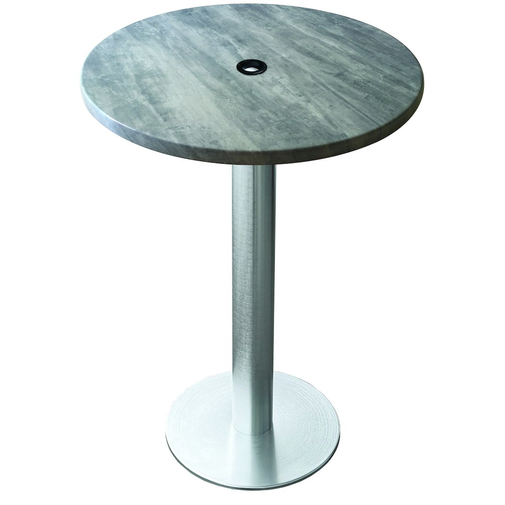 All-Season Table with 36" Diameter Greystone Top with Umbrella Hole. Picture 1