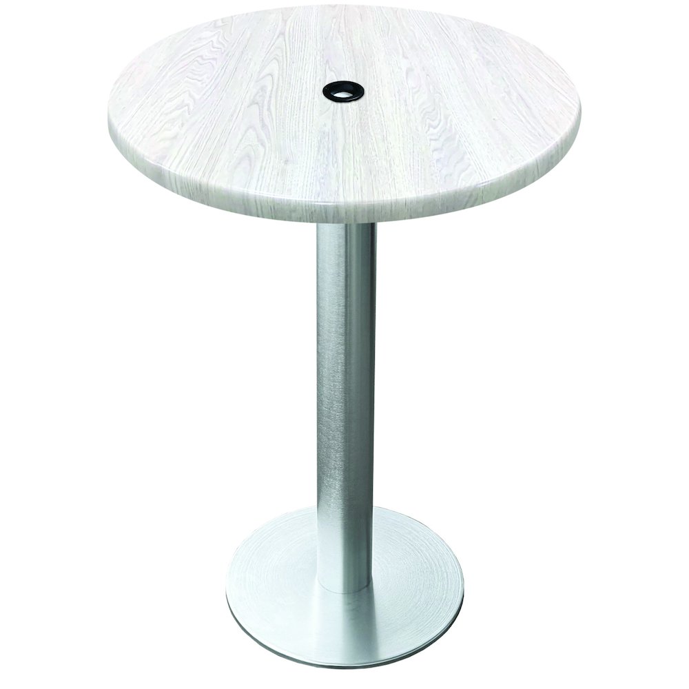 All-Season Table with 30" Diameter White Ash Top with Umbrella Hole. Picture 1