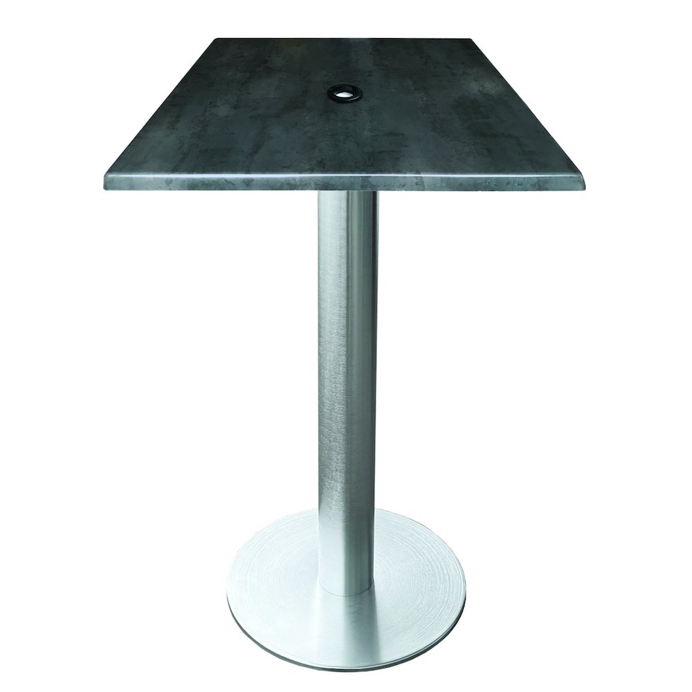 All-Season Table with 30" x 30" Square Black Steel Top with Umbrella Hole. Picture 1