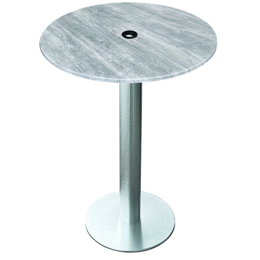 All-Season Table with 36" Diameter Greystone Top with Umbrella Hole. Picture 1