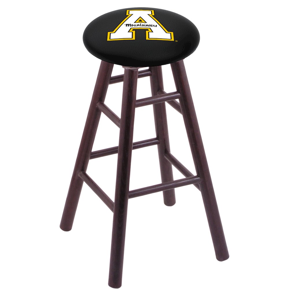 Oak Extra Tall Bar Stool in Dark Cherry Finish with Appalachian State Seat. Picture 1