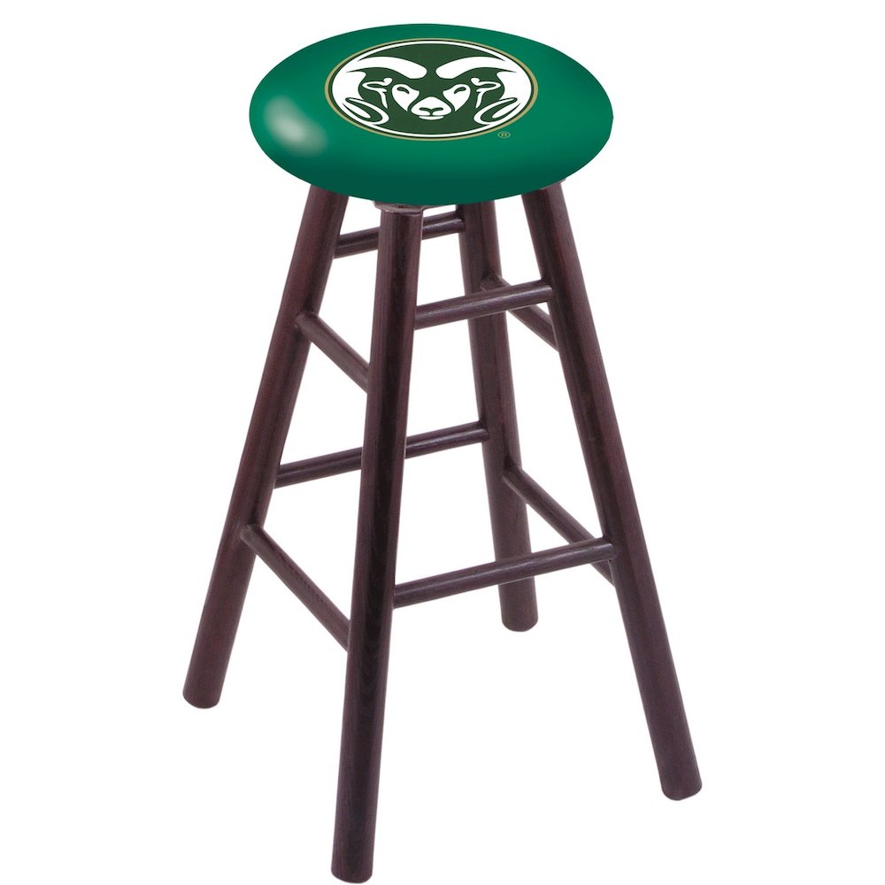 Oak Extra Tall Bar Stool in Dark Cherry Finish with Colorado State Seat. Picture 1