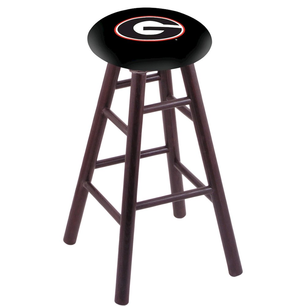 Oak Extra Tall Bar Stool in Dark Cherry Finish with Georgia "G" Seat. Picture 1