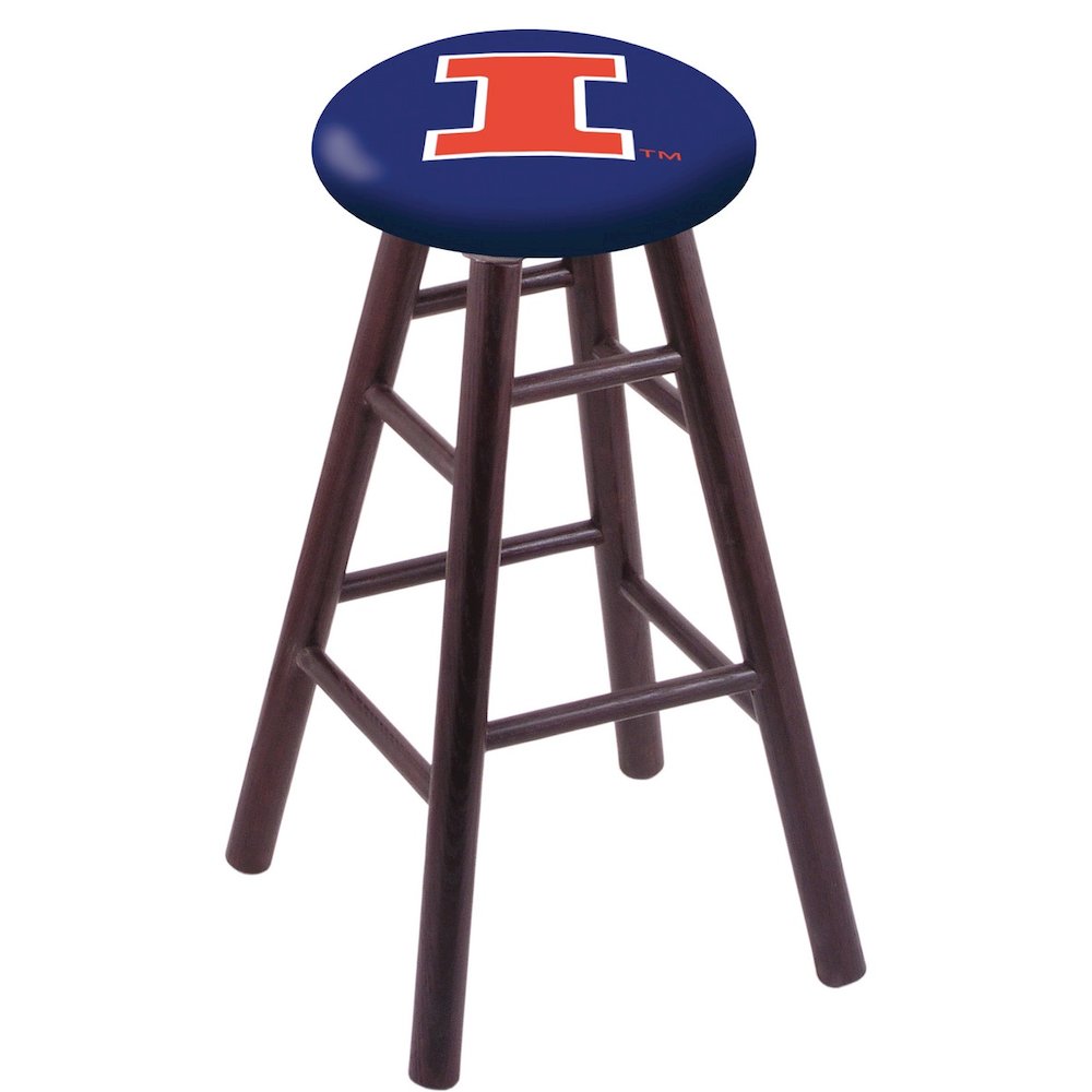 Oak Extra Tall Bar Stool in Dark Cherry Finish with Illinois Seat. Picture 1