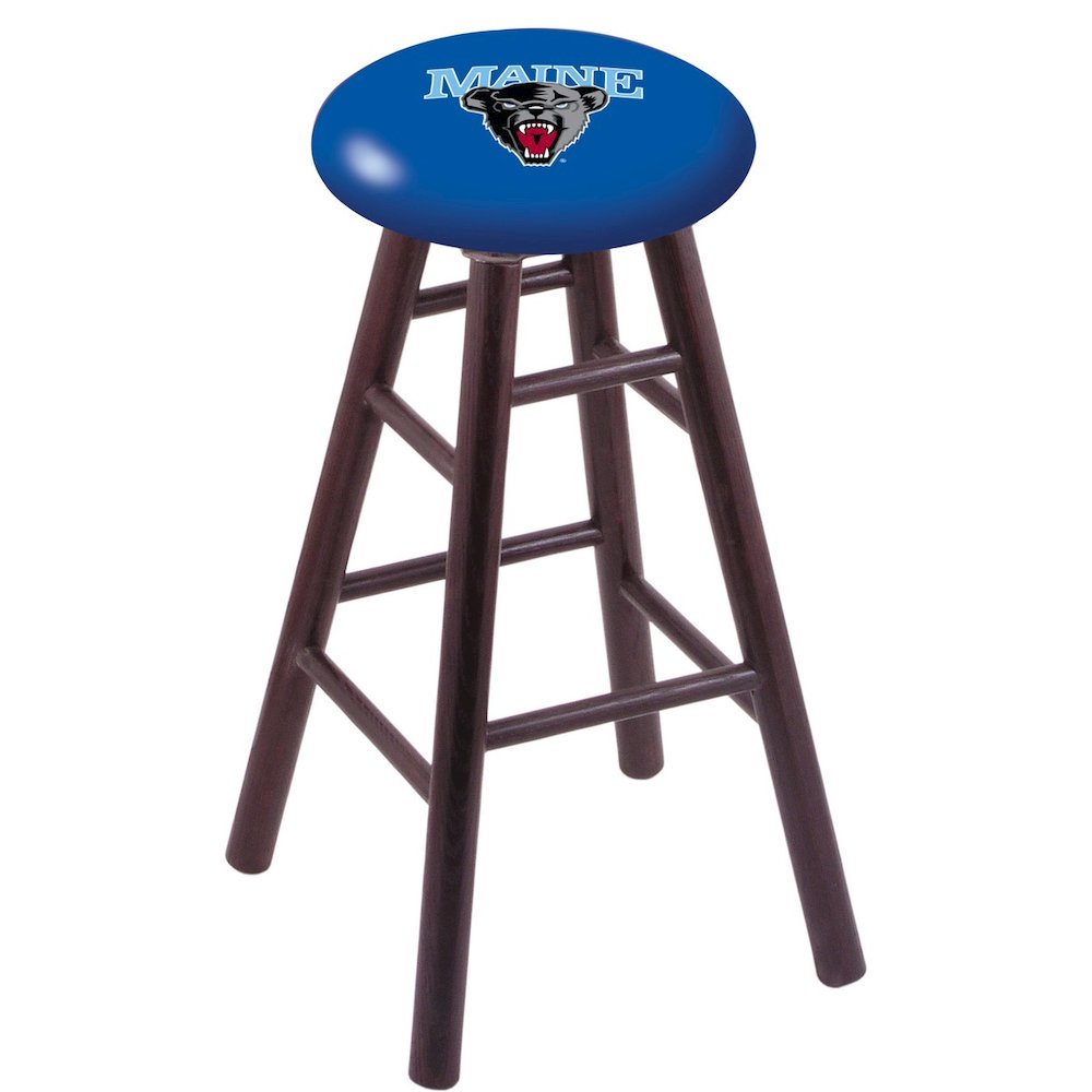 Oak Extra Tall Bar Stool in Dark Cherry Finish with Maine Seat. Picture 1