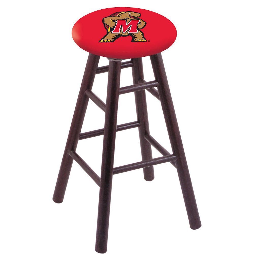 Oak Extra Tall Bar Stool in Dark Cherry Finish with Maryland Seat. Picture 1
