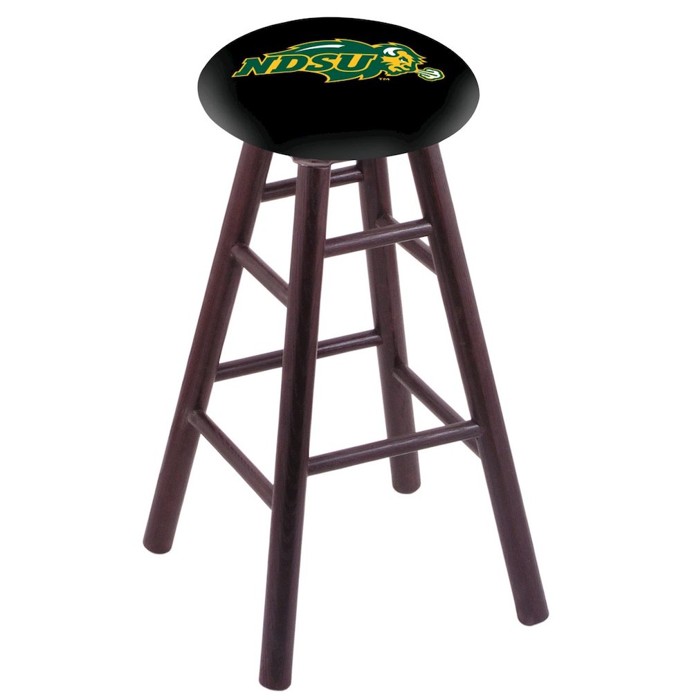 Oak Extra Tall Bar Stool in Dark Cherry Finish with North Dakota State Seat. Picture 1