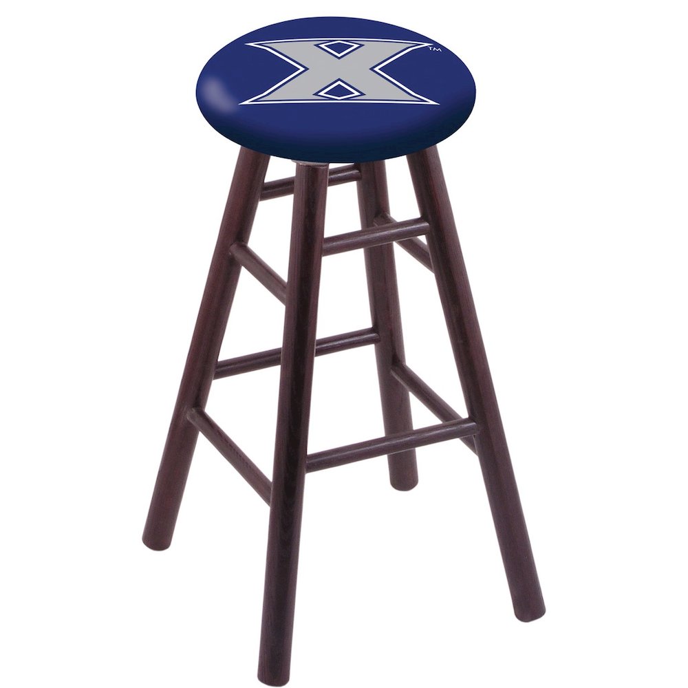 Oak Extra Tall Bar Stool in Dark Cherry Finish with Xavier Seat. Picture 1