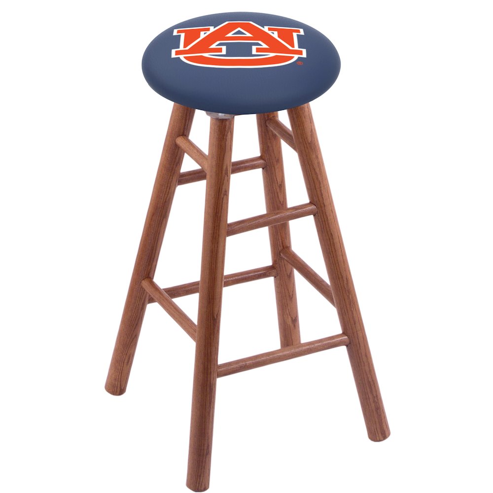 Oak Extra Tall Bar Stool in Medium Finish with Auburn Seat. Picture 1