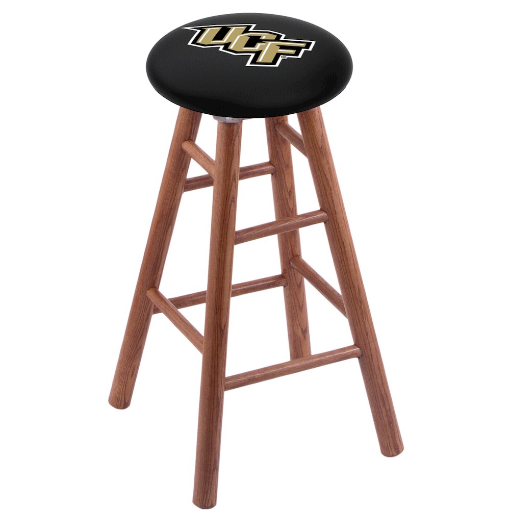 Oak Extra Tall Bar Stool in Medium Finish with Central Florida Seat. Picture 1