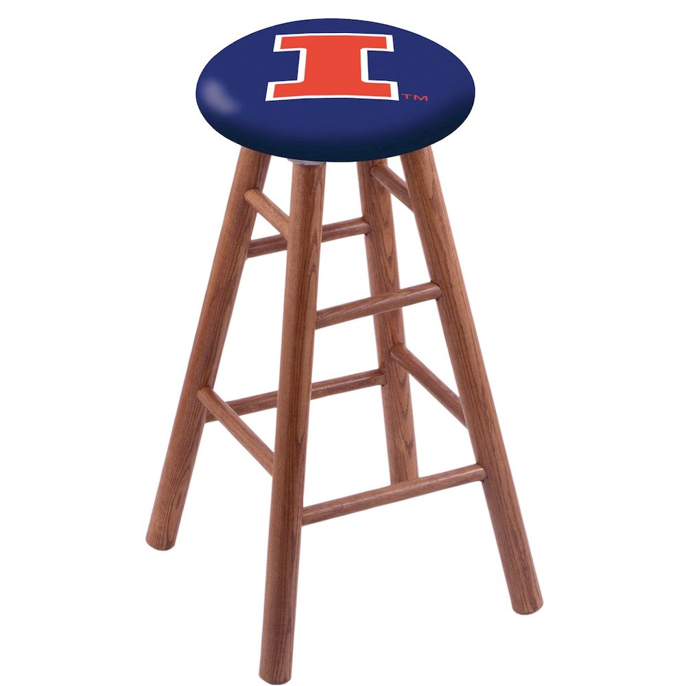 Oak Extra Tall Bar Stool in Medium Finish with Illinois Seat. Picture 1