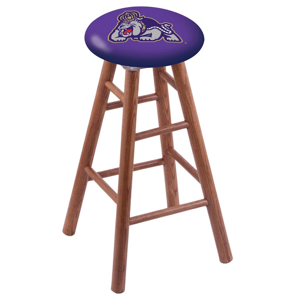 Oak Extra Tall Bar Stool in Medium Finish with James Madison Seat. Picture 1