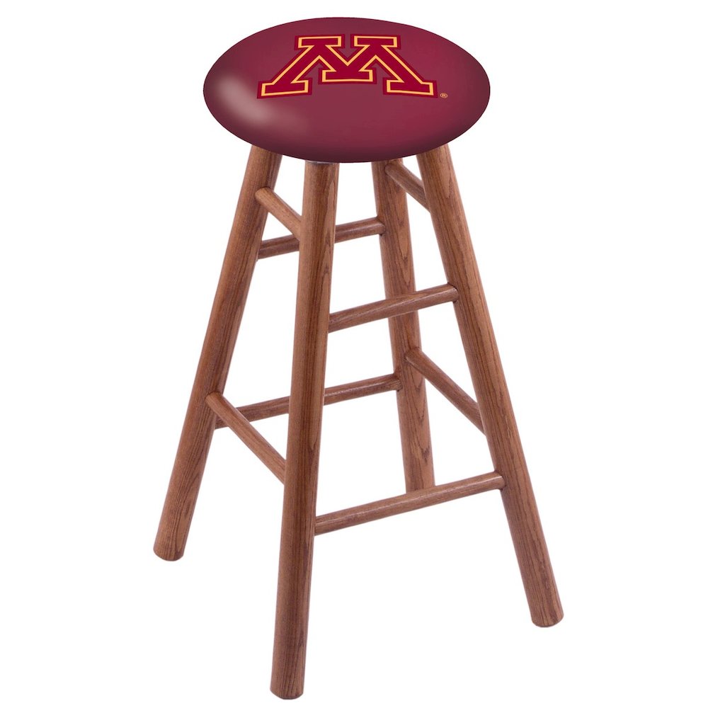 Oak Extra Tall Bar Stool in Medium Finish with Minnesota Seat. Picture 1