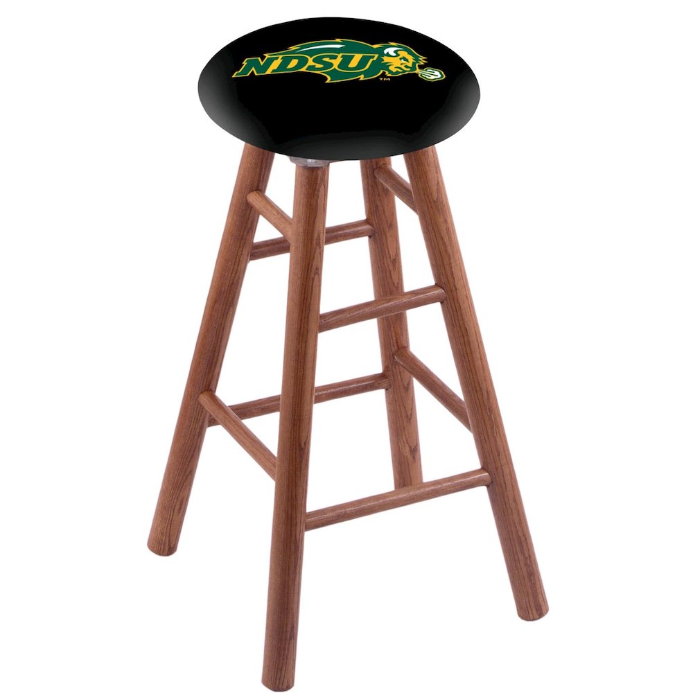 Oak Extra Tall Bar Stool in Medium Finish with North Dakota State Seat. Picture 1