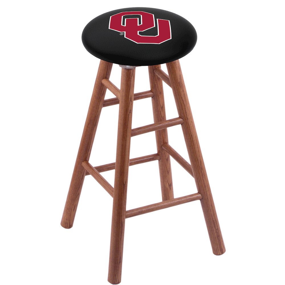 Oak Bar Stool in Medium Finish with Oklahoma Seat. Picture 1