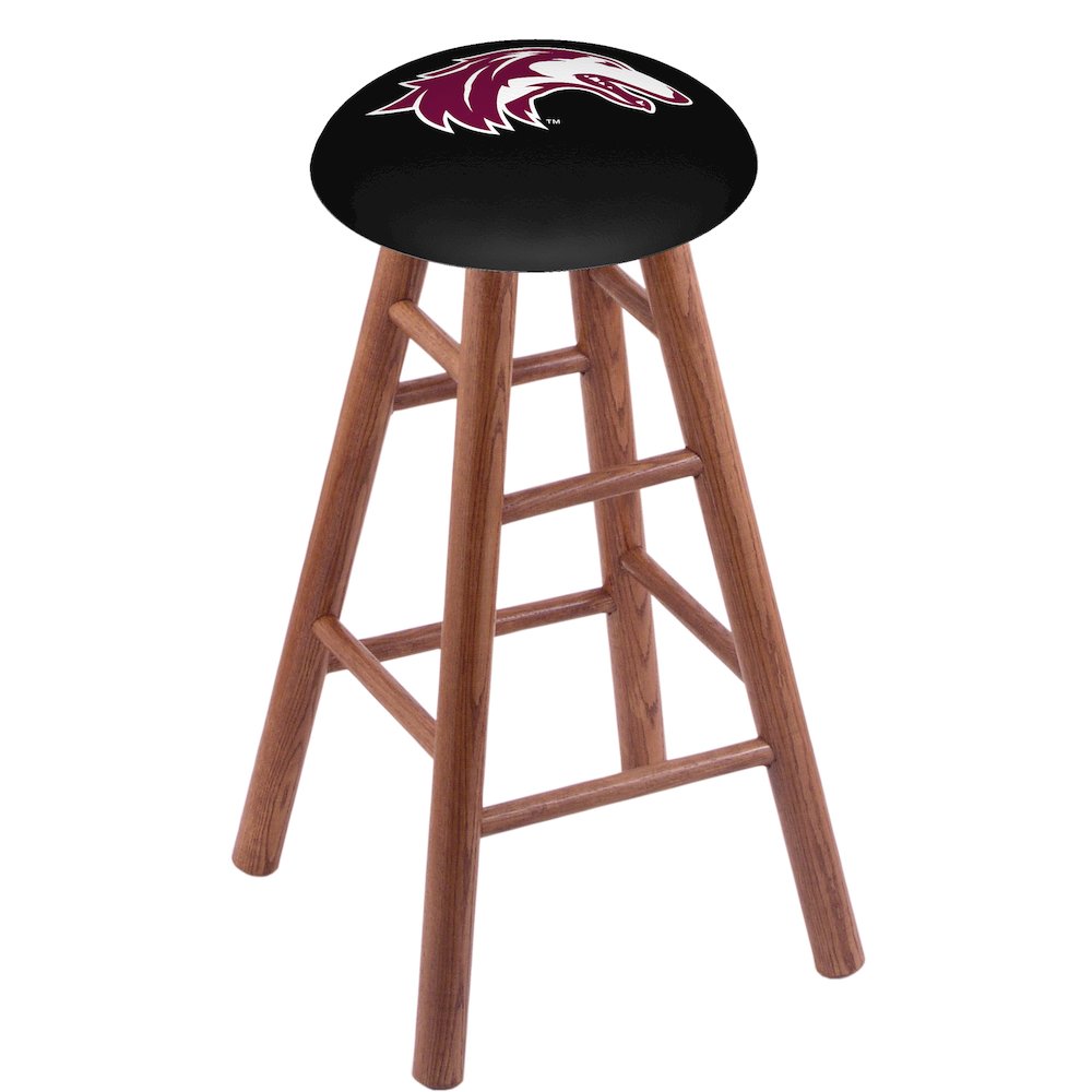 Oak Bar Stool in Medium Finish with Southern Illinois Seat. Picture 1