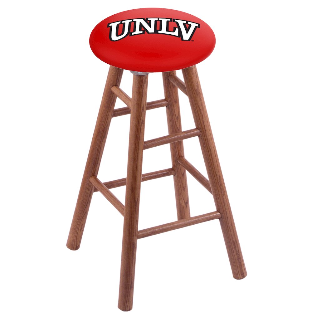 Oak Bar Stool in Medium Finish with UNLV Seat. Picture 1