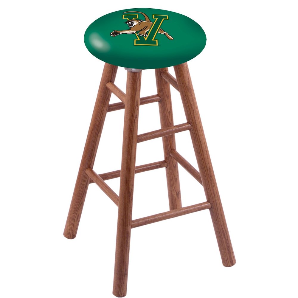 Oak Bar Stool in Medium Finish with Vermont Seat. Picture 1
