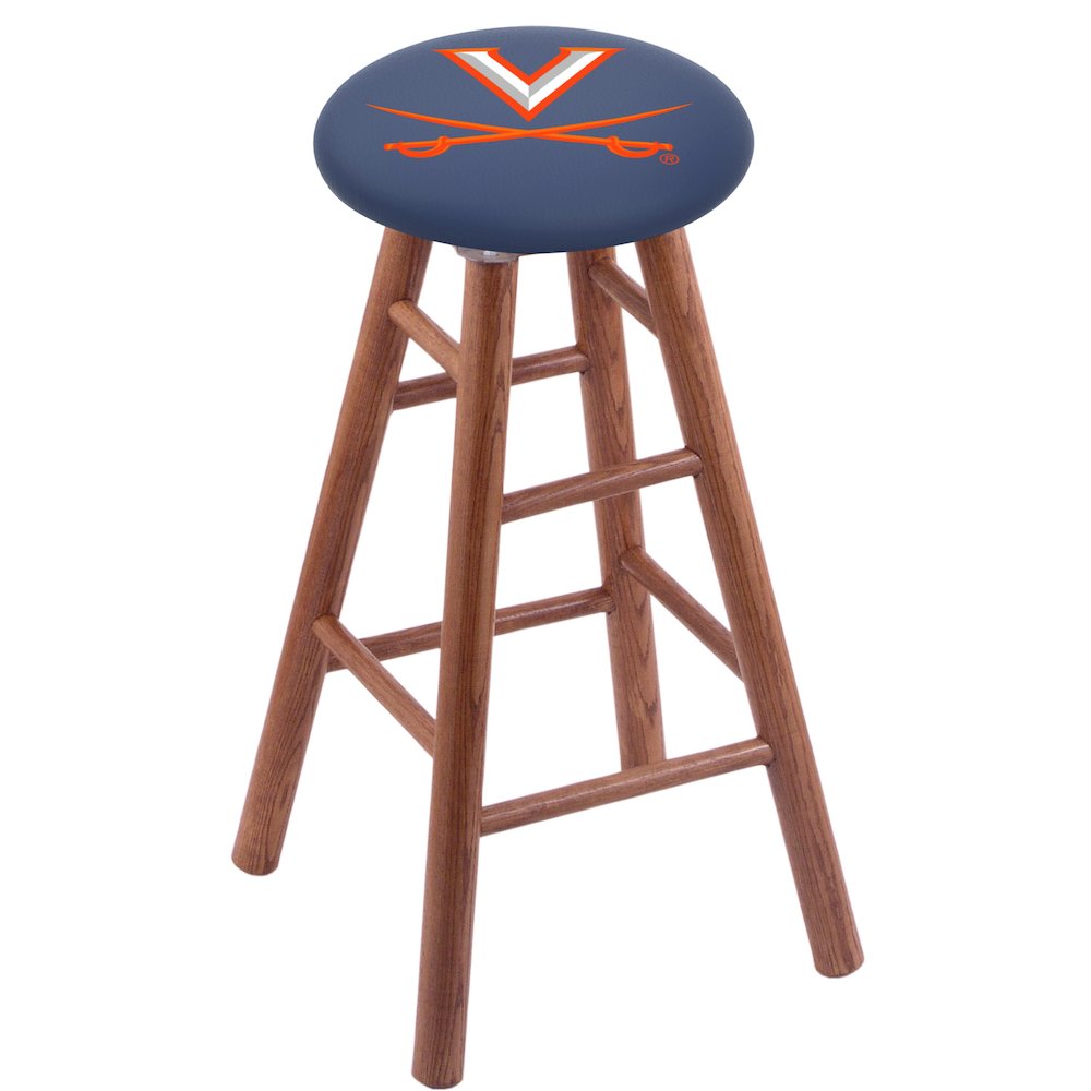 Oak Bar Stool in Medium Finish with Virginia Seat. Picture 1