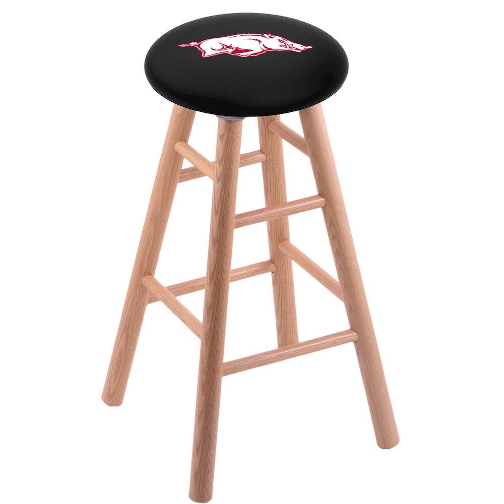 Oak Bar Stool in Natural Finish with Arkansas Seat. Picture 1