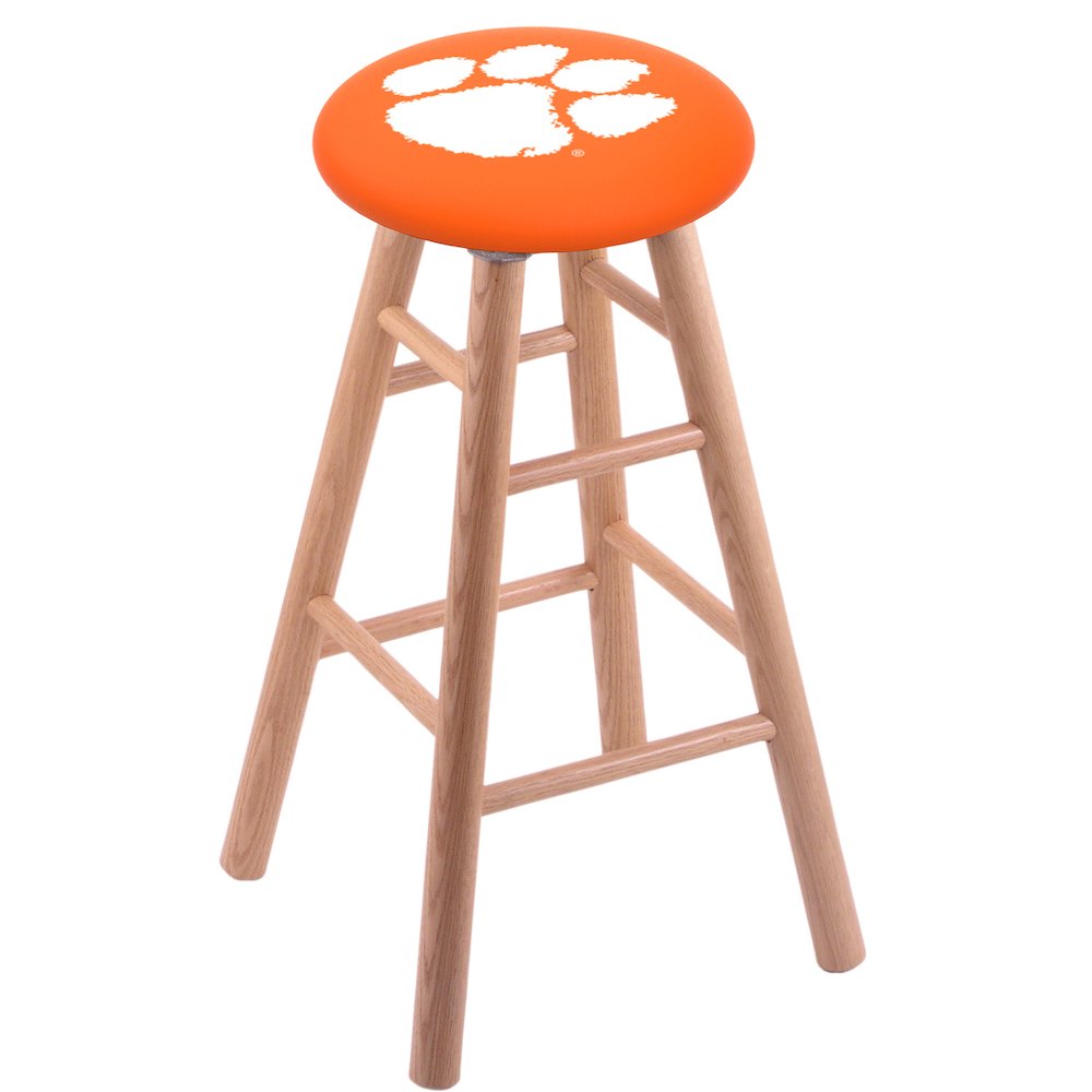 Oak Bar Stool in Natural Finish with Clemson Seat. Picture 1