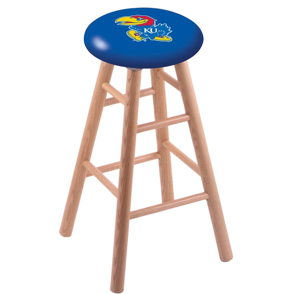 Oak Bar Stool in Natural Finish with Kansas Seat. Picture 1