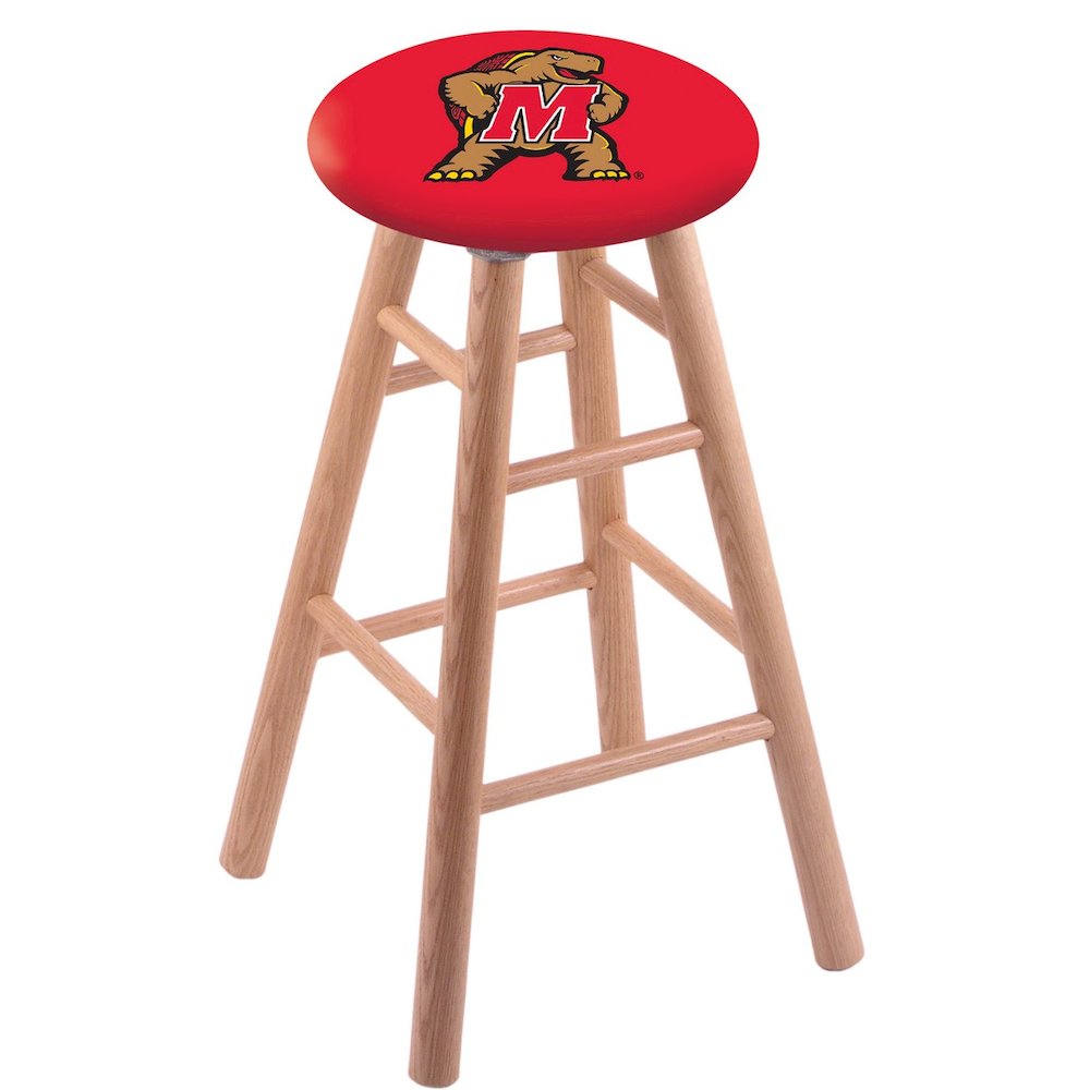 Oak Bar Stool in Natural Finish with Maryland Seat. Picture 1