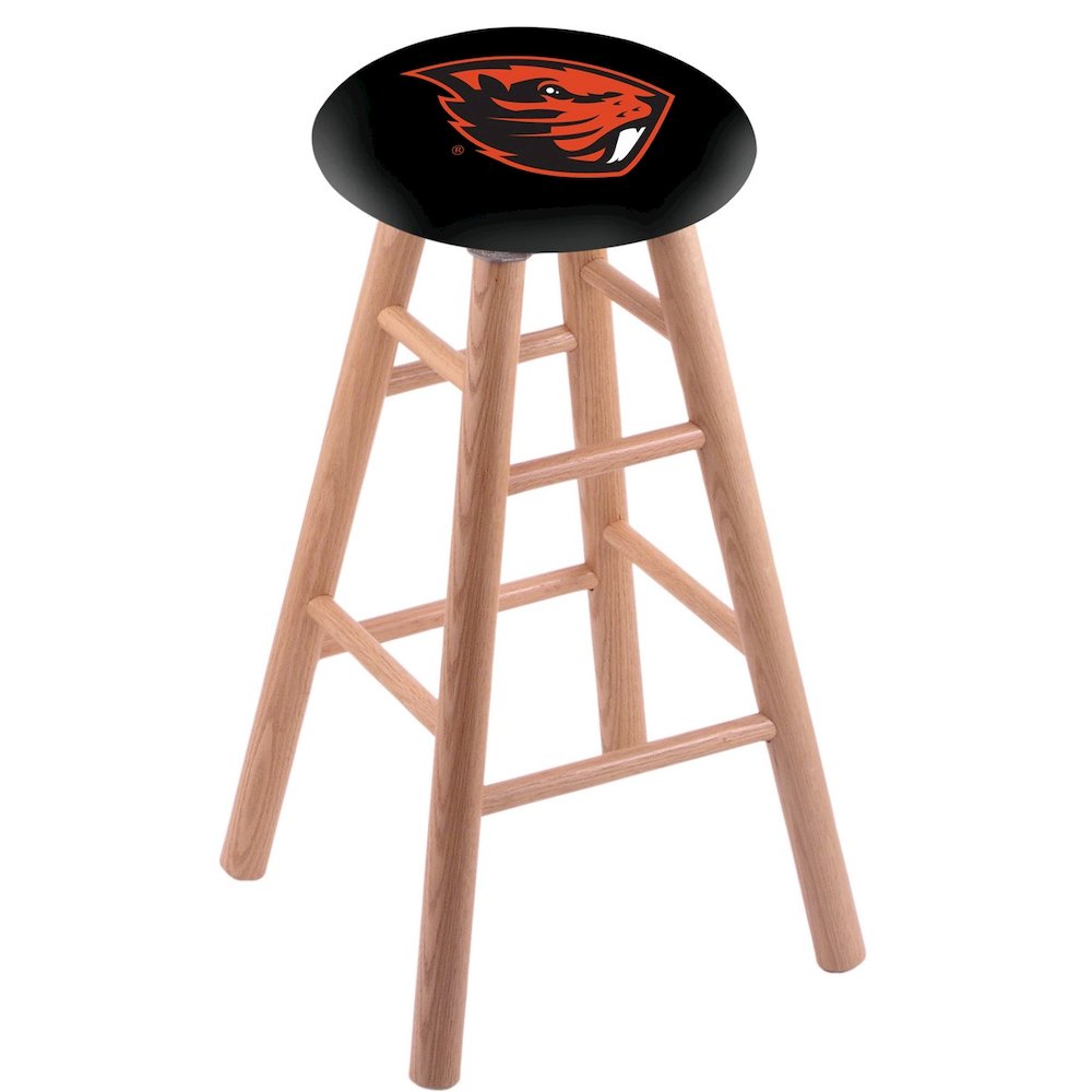 Oak Bar Stool in Natural Finish with Oregon State Seat. Picture 1