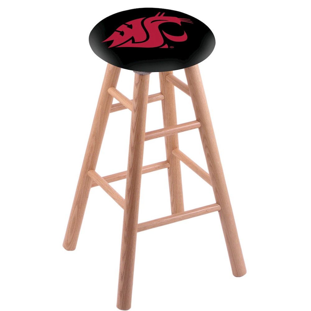 Oak Bar Stool in Natural Finish with Washington State Seat. Picture 1