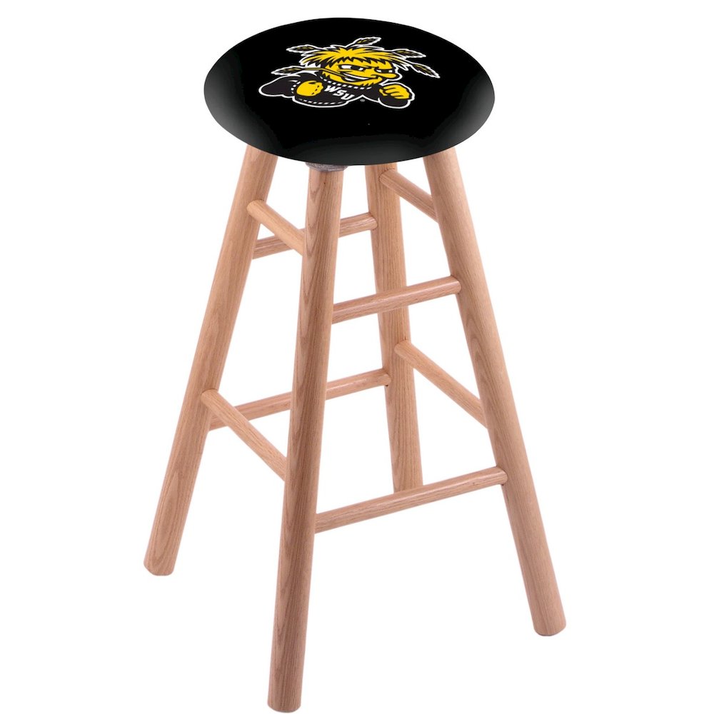 Oak Bar Stool in Natural Finish with Wichita State Seat. Picture 1