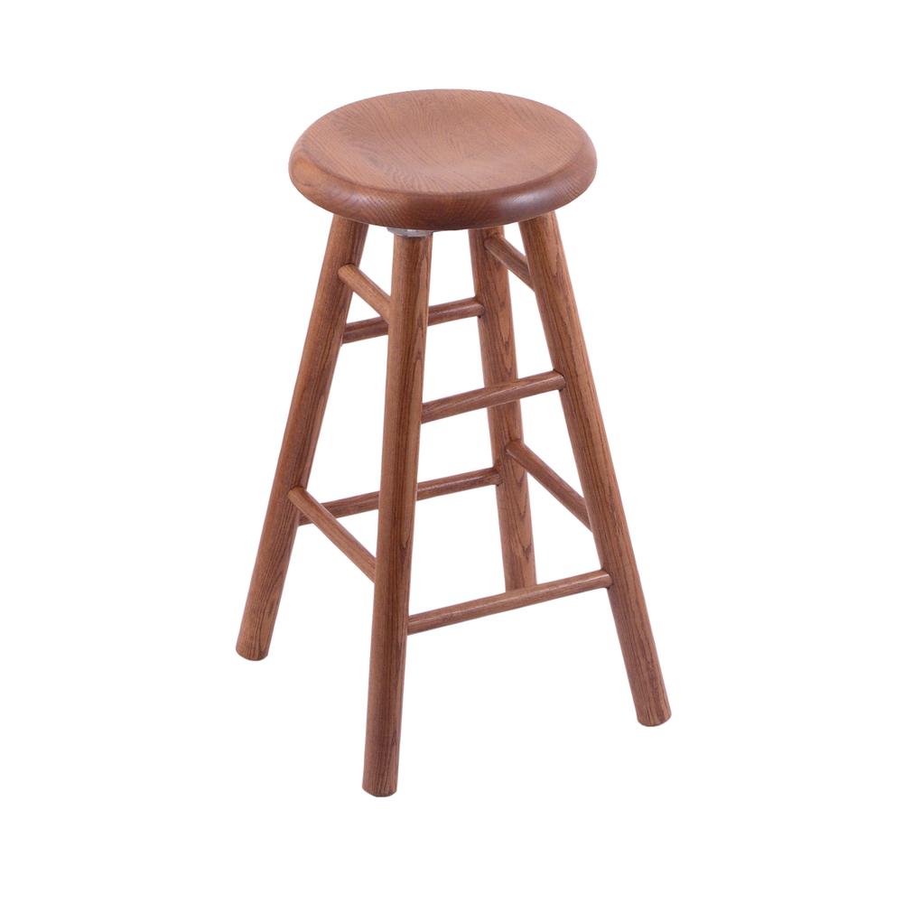 Oak Saddle Dish 30" Swivel Bar Stool with Smooth Legs, Medium Finish. Picture 1