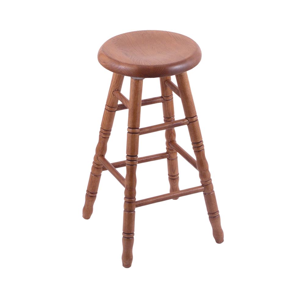 Oak Saddle Dish 30" Swivel Bar Stool with Turned Legs, Medium Finish. Picture 1
