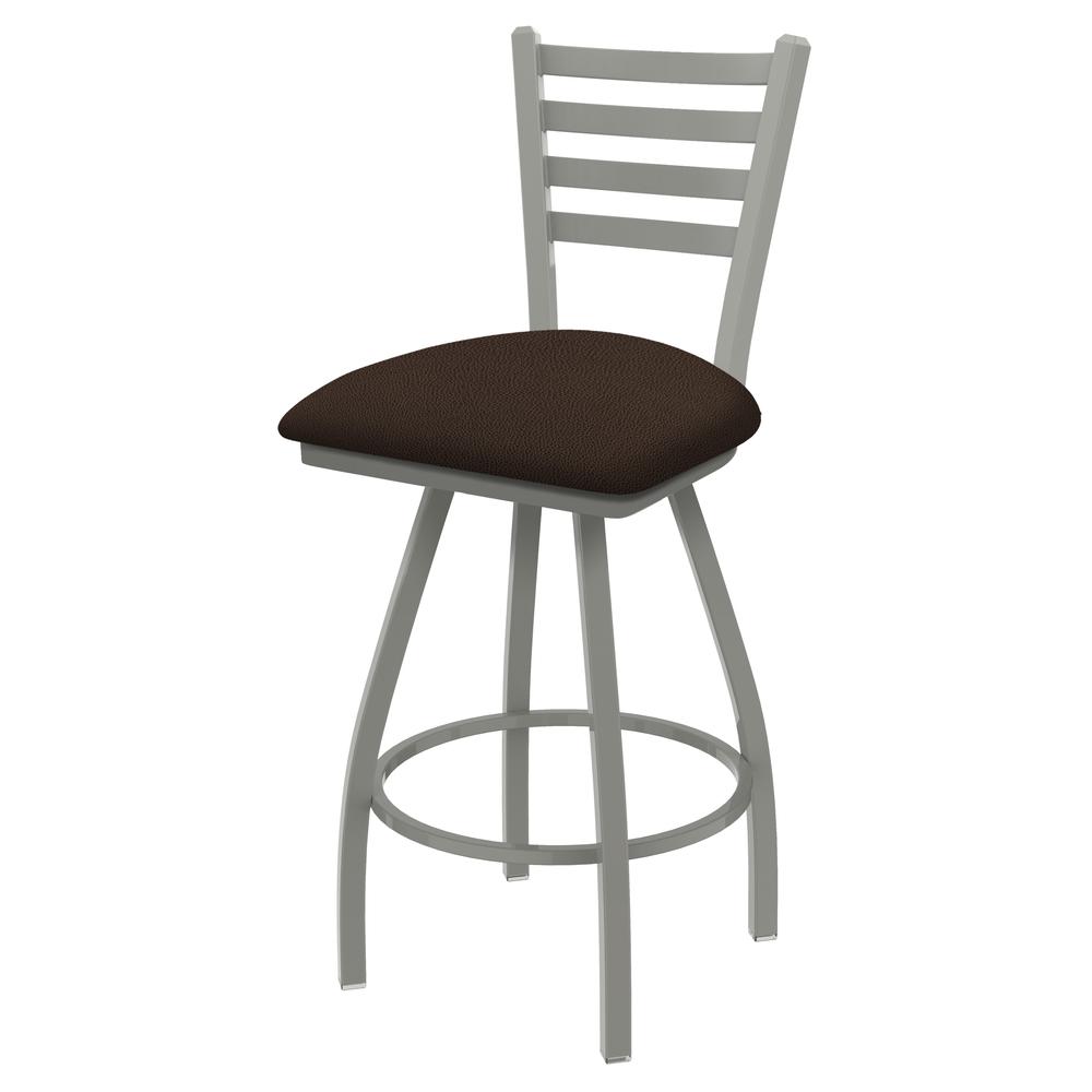 XL 410 Jackie 30" Swivel Bar Stool with Anodized Nickel Finish and Rein Coffee Seat. Picture 1