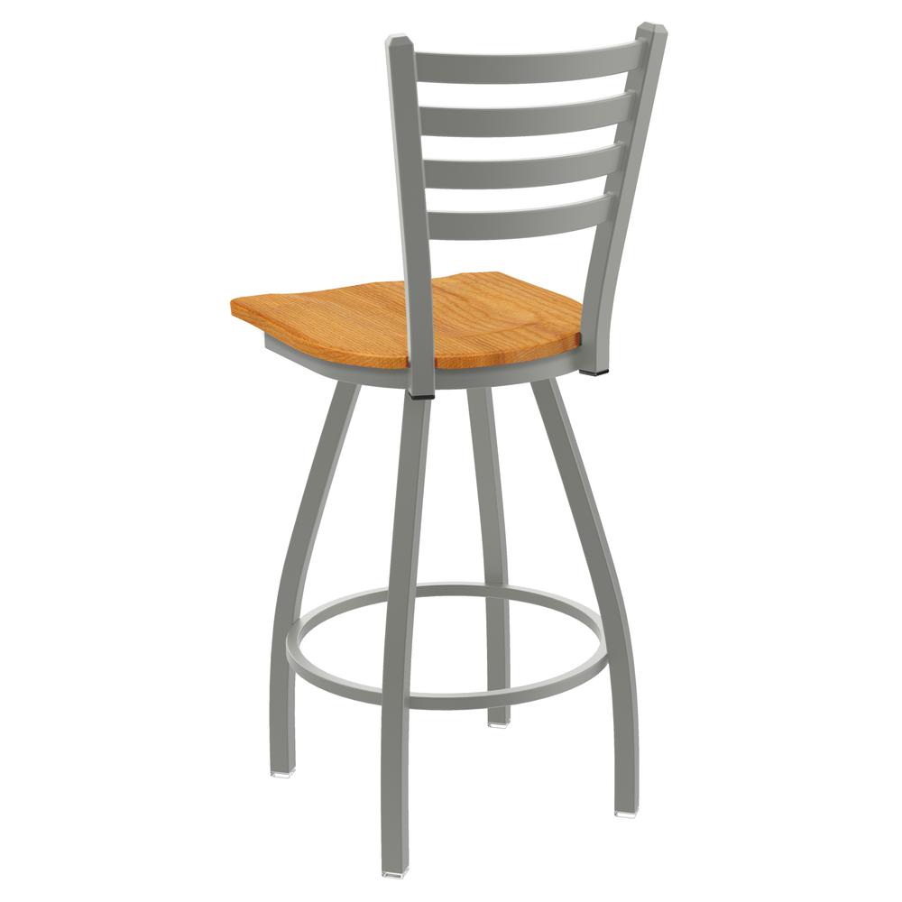 XL 410 Jackie 30" Swivel Bar Stool with Anodized Nickel Finish and Medium Oak Seat. Picture 2