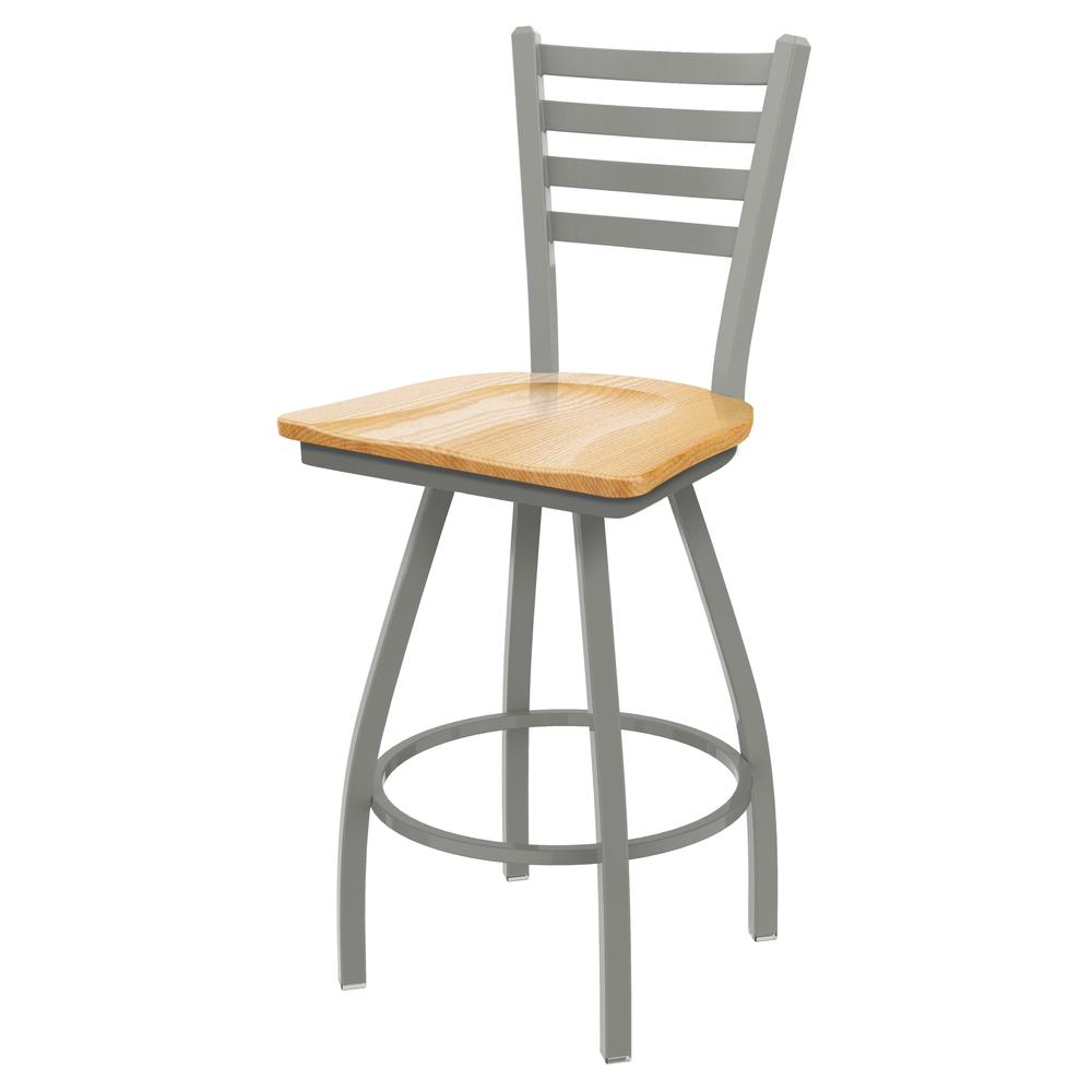 XL 410 Jackie 30" Swivel Bar Stool with Anodized Nickel Finish and Natural Oak Seat. Picture 1