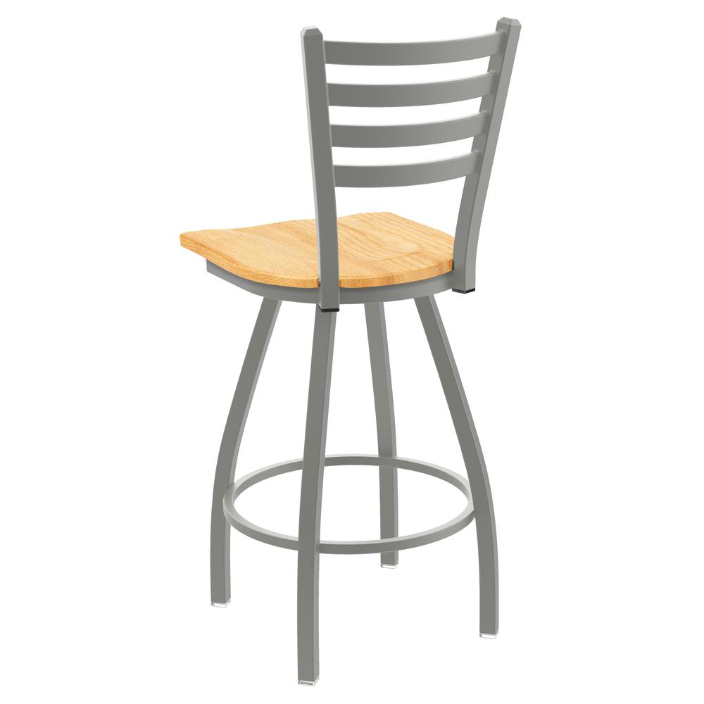 XL 410 Jackie 30" Swivel Bar Stool with Anodized Nickel Finish and Natural Oak Seat. Picture 2